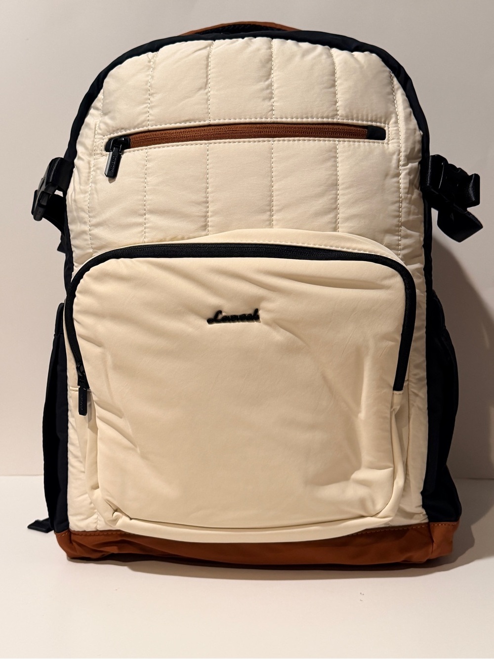 NWT LOVEVOOK Cream & Brown Quilted Latop Backpack